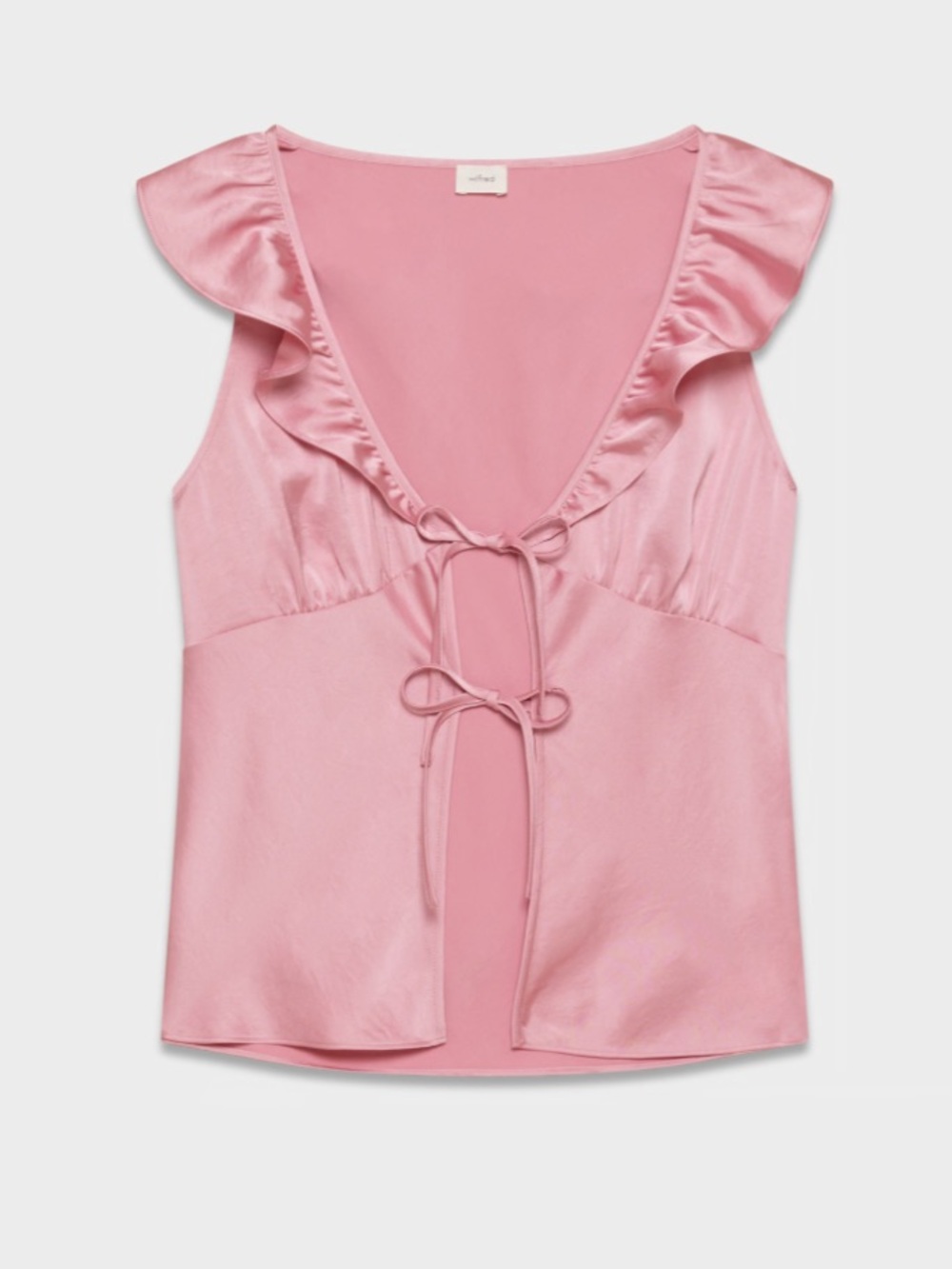 WILFRED Satin Ruffle Tie-Front Tank Top -  XXS Tart Pink